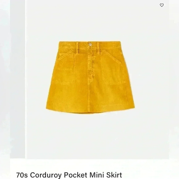 Re/Done 70’s Pocket Mini Skirt in Worn in Mustard, size 24, NWT - Picture 7 of 10